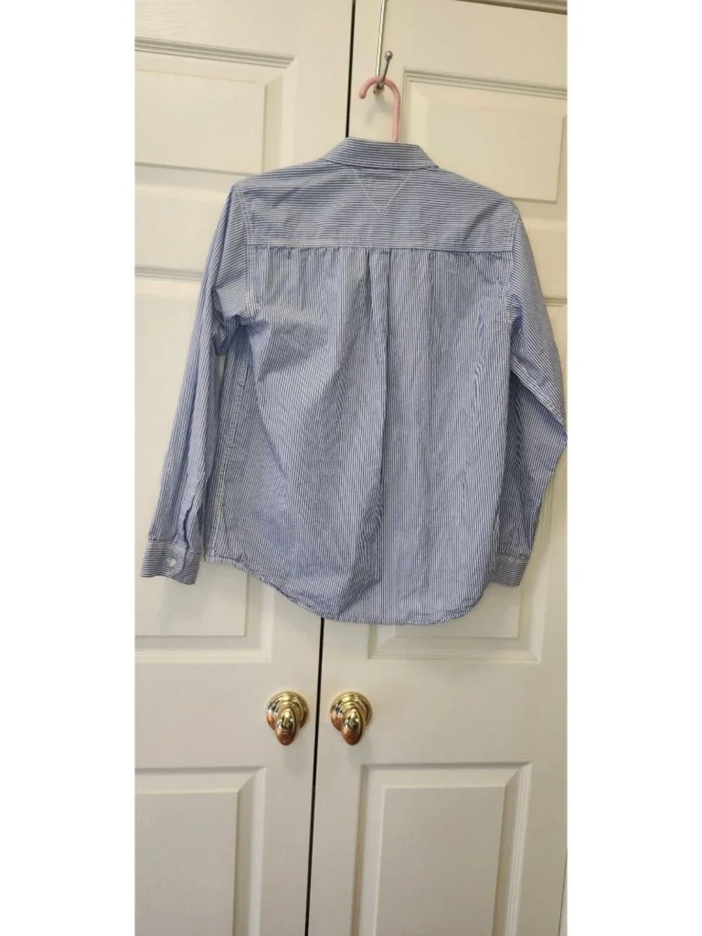 Boy Tommy Hilfiger Blue White Striped Long Sleeve Button-Down Shirt Size XL 20